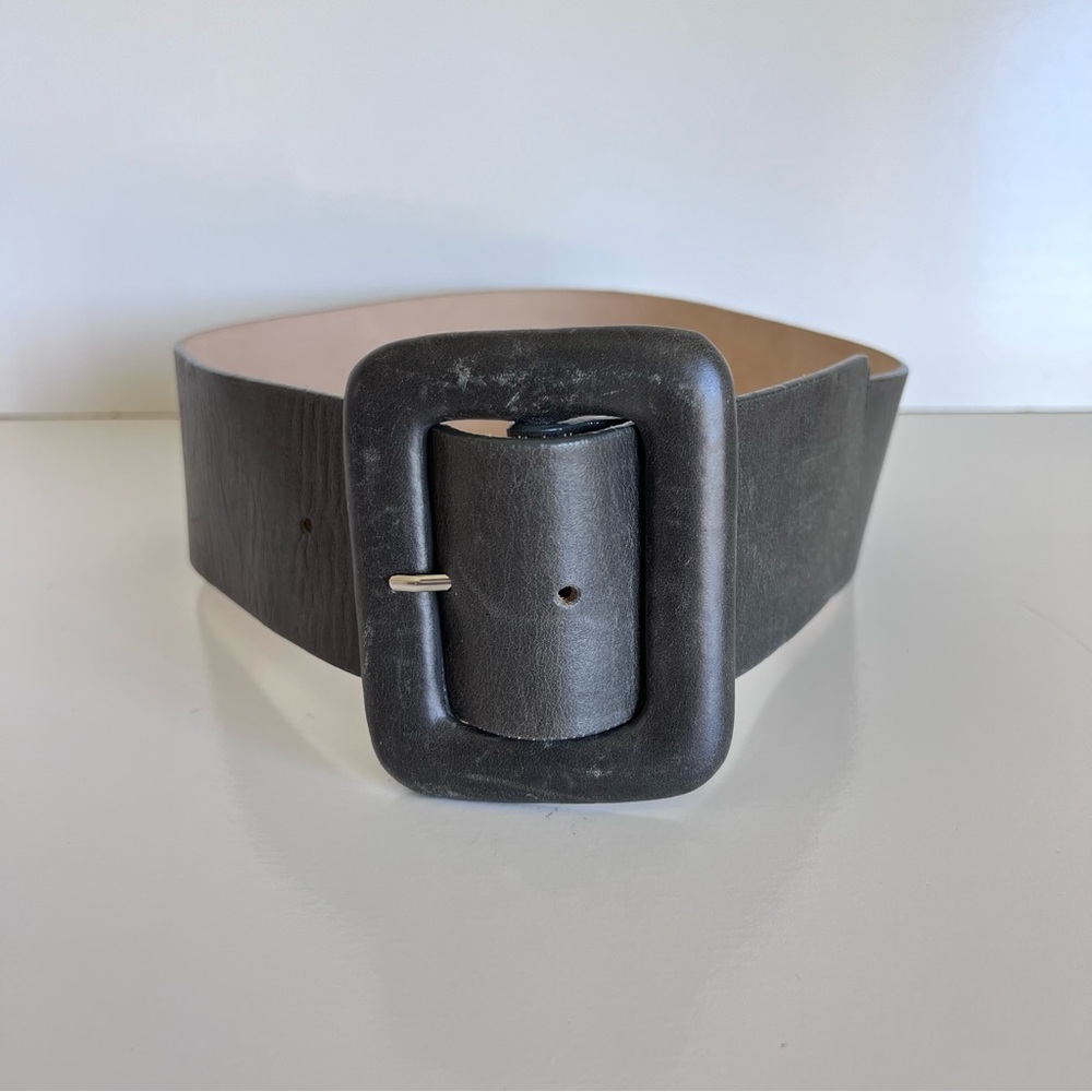 Streets Ahead Wide Waist Gray Leather Belt‎